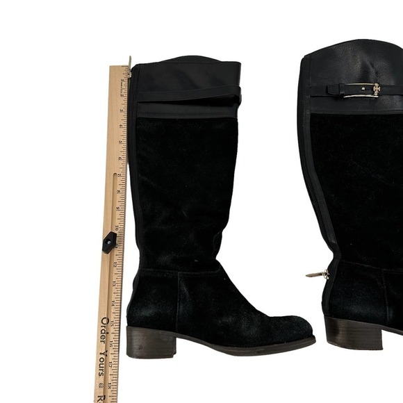 Tory Burch Womens Suede Leather Tall Riding Boot Round Toe Zipper Black Size 6 - Picture 7 of 16